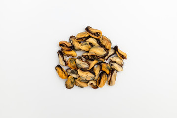 Mussels trimmed on a white background