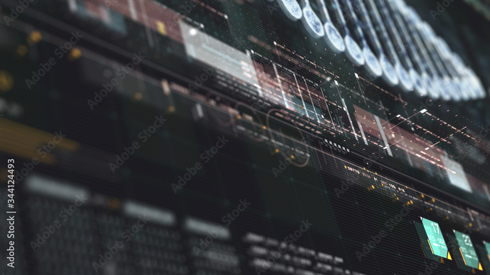 Aufkleber Futuristic holographic advance biomedical DNA sequence analysis diagnostic head up display for background computer screen display