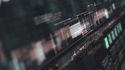 Futuristic holographic advance biomedical DNA sequence analysis diagnostic head up display for background computer screen display
