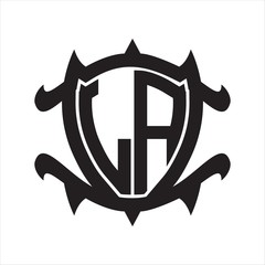 LA Logo monogram isolated with frame shield shape design template