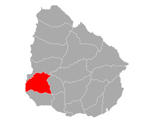 Karte von Soriano in Uruguay