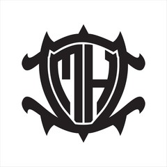 MH Logo monogram isolated with frame shield shape design template