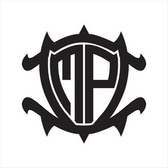MP Logo monogram isolated with frame shield shape design template