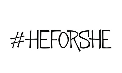 He for she hand drawn hashtag. Gender equality. A call to men to help women with household chores. Use for articles, blogs, stickers, social media, banners, cards, posters, web.