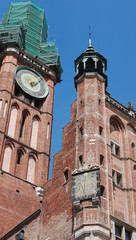 Gdańsk - Ratusz Głównego Miasta, zegar mechaniczny i zegar słoneczny - Stan z 2011 roku