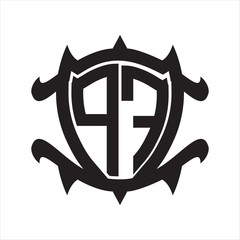 PF Logo monogram isolated with frame shield shape design template