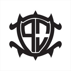 PO Logo monogram isolated with frame shield shape design template