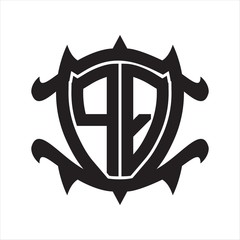 PQ Logo monogram isolated with frame shield shape design template
