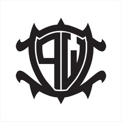 PW Logo monogram isolated with frame shield shape design template