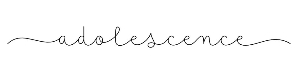 ADOLESCENCE black vector monoline calligraphy banner with swashes