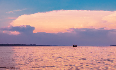 sunset on the amazon river