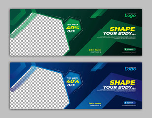 Gym Fitness Banner template facebook cover for business promotion