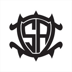 SA Logo monogram isolated with frame shield shape design template