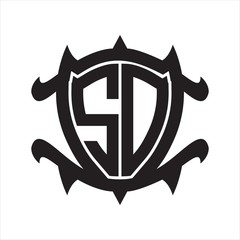 SD Logo monogram isolated with frame shield shape design template