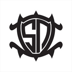 SN Logo monogram isolated with frame shield shape design template