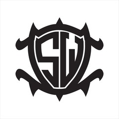 SW Logo monogram isolated with frame shield shape design template