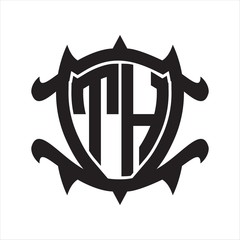 TH Logo monogram isolated with frame shield shape design template