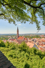 Landshut, Stadt, Aussicht, Burg Trausnitz, Schanzl, Niederbayern, Bayern, Deutschland