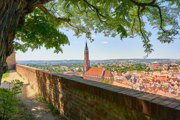 Landshut, Stadt, Aussicht, Burg Trausnitz, Schanzl, Niederbayern, Bayern, Deutschland