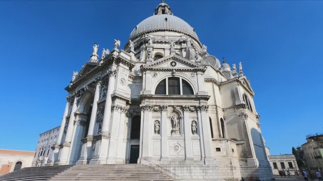 DOLLY  SLOW SHOT Basilica Di Santa Maria della Salute, is a Roman Catholic church and minor basilica located at Punta della Dogana in the Dorsoduro sestiere of Venice.