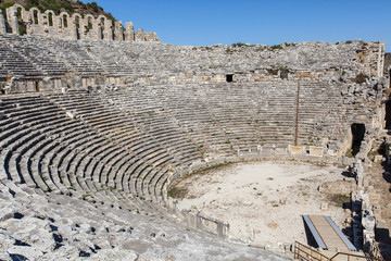 ruins of Ancient Greek  theatre, Perge, Antalya, Turkey.
