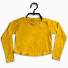 Mockup of Full Sleeve Crop Tops / Cropped t-shirt with Black Hanger and Apple cut bottom