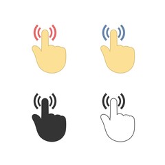 Hand Pointer Clicking. Touch Icon Set. Illustration Isolated on White Background.