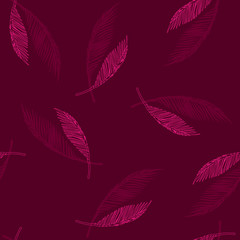Fototapeta na wymiar Outline tropical palm leaves seamless pattern. Vector illustration.