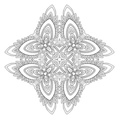 Decorative classic mandala with small pattern on white isolated background. For coloring book pages.
