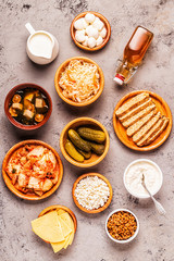 Fermented food, probiotics, top view