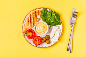 Ketogenic Diet Food, healthy meal, top view.