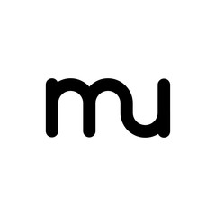 Black and white letter MU initial logo icon