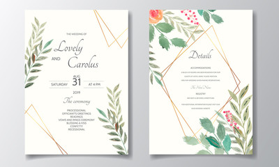 Floral watercolor wedding invitation card