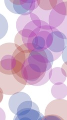 Multicolored translucent circles on a white background. Pink tones. 3D illustration