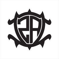 ZA Logo monogram isolated with frame shield shape design template