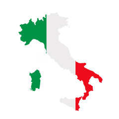 Italy flag map. Country outline with national flag