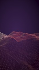 Abstract landscape background. Cyberspace purple grid. hi tech network. 3D illustration