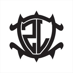 ZL Logo monogram isolated with frame shield shape design template
