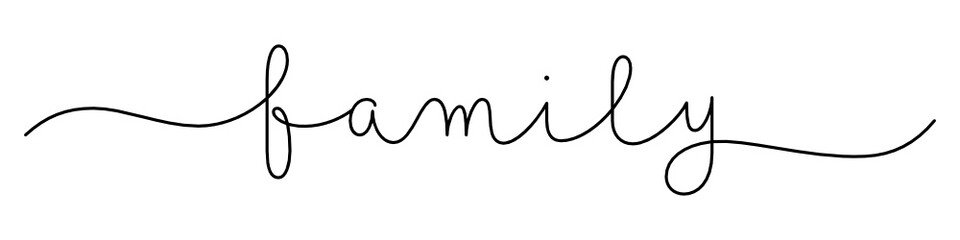 FAMILY black vector monoline calligraphy banner with swashes