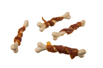 dry dog ​​food on white background