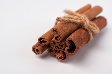 Cinnamon sticks and anise isolated on white background. Spice.