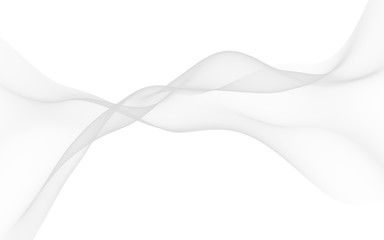 White abstract background. Fluttering white scarf. Waving on wind white fabric. 3D illustration