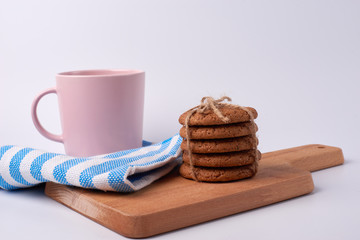 freshly baked chocolate cookies on a rustic wooden table