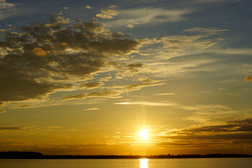 the sunset on the river 