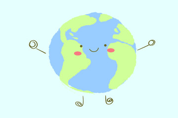Cute Earth planet character