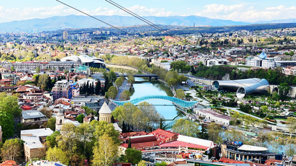 TBILISI, GEORGIA  APRIL 19, 2020:  Beautiful aerial view of the old part of city   in Tbilisi, Georgia © Victoria Key