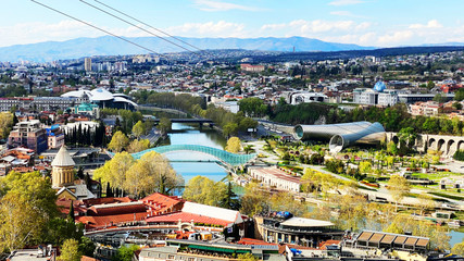 TBILISI, GEORGIA  APRIL 19, 2020:  Beautiful aerial view of the old part of city   in Tbilisi, Georgia © Victoria Key