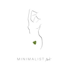 Woman's body, line art, minimalist style. Vector