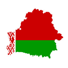 Belarus flag map. Country outline with national flag