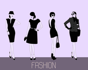 Collection of fashion women silhouettes